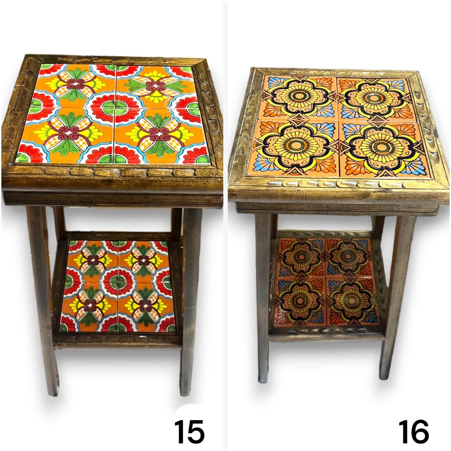 Handmade Mexican End Table - Talavera Charm